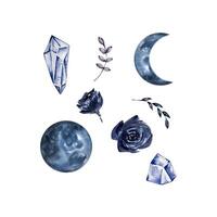 Watercolor boho moon set vector