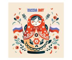 Russia Day Background with Flowers Illustration vector