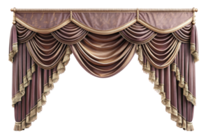 curtain of a theater or a opera opening on a transparent background, Stage Curtain Border Concept, mockup png