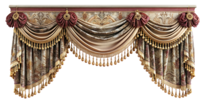 curtain of a theater or a opera opening on a transparent background, Stage Curtain Border Concept, mockup png