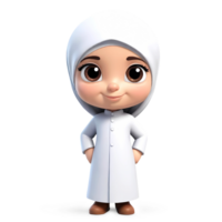 3d rendering little girl in hijab cartoon character png