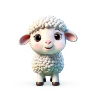 3d rendering baby sheep cartoon character png