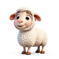 3d representación oveja dibujos animados personaje png