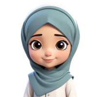 3d le rendu peu fille dans hijab dessin animé personnage png