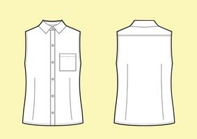 sin mangas clásico camisa Moda técnico bosquejo. vector