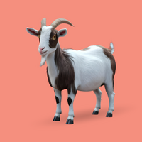 3d realistic Horn Goat on transparent background, best 3d render goat for Eid ul adha islamic festival psd