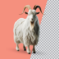 3d realistic Horn Goat on transparent background, best 3d render goat for Eid ul adha islamic festival psd