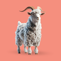 3d realistic Horn Goat on transparent background, best 3d render goat for Eid ul adha islamic festival psd