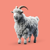 3d realistic Horn Goat on transparent background, best 3d render goat for Eid ul adha islamic festival psd