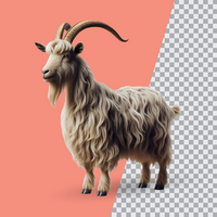 3d realistic Horn Goat on transparent background, best 3d render goat for Eid ul adha islamic festival psd