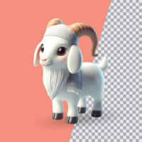 3d render of cute little goat on transparent background eid al adha goat concept psd
