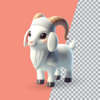 3d hacer de linda pequeño cabra en transparente antecedentes eid Alabama adha cabra concepto psd