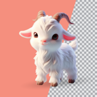 3d cute little goat on transparent background psd