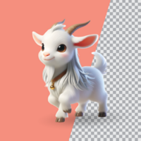 3d cute little goat on transparent background psd