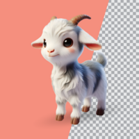 3d cute little goat on transparent background psd