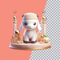 3d render of cute little goat on transparent background eid al adha goat concept psd