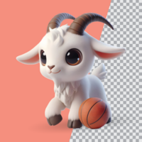 3d cute little goat on transparent background psd
