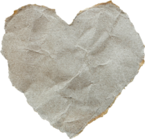 Castanho texturizado rasgado amassado velho papel coração peça png