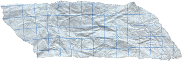 White Torn Crumpled Checkered Paper Piece png