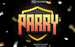 parry text effect, font editable, typography, 3d text psd
