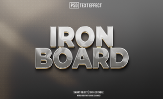 iron board text effect, font editable, typography, 3d text. psd