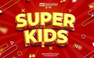 super kids text effect, font editable, typography, 3d text psd
