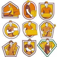 delivery man set of icons illustration vector