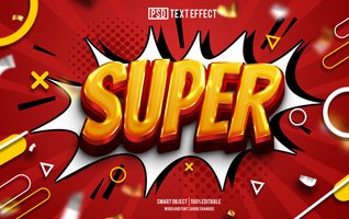 super text effect, font editable, typography, 3d text psd