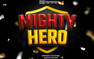 mighty hero text effect, font editable, typography, 3d text psd