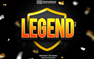 legend text effect, font editable, typography, 3d text psd