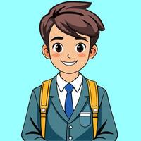 a cartoon boy in a school uniform vector