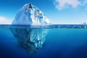 A large iceberg is floating in the ocean photo