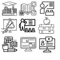 education and learning icons set, line style illustration vector