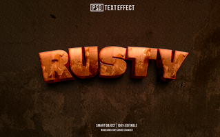 rusty text effect, font editable, typography, 3d text psd