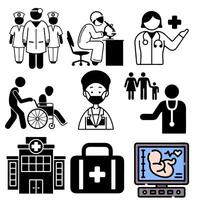 médico cuidado icono conjunto ilustración vector
