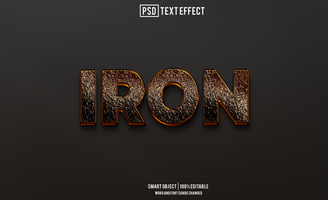iron text effect, font editable, typography, 3d text. psd