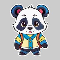 a sticker of a panda bear wearing a backpack vector