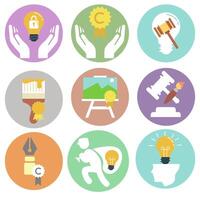 a set of flat icons depicting various types of business vector