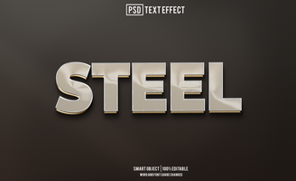 steel text effect, font editable, typography, 3d text. psd