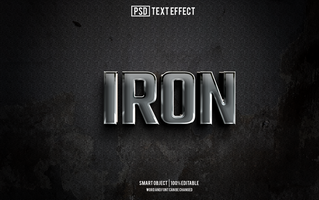 iron text effect, font editable, typography, 3d text. psd