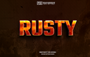 rusty text effect, font editable, typography, 3d text. psd