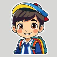 sticker of a boy with a backpack vector