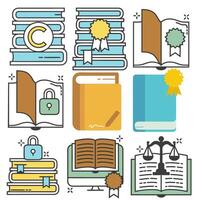 book and law icons set illustration vector