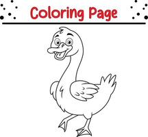 cute duck coloring page for kids. Animal coloring book for children vector