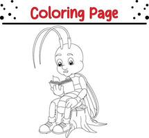 Cute Grasshopper coloring book page for kids vector