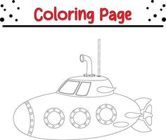 submarino colorante libro página para niños vector