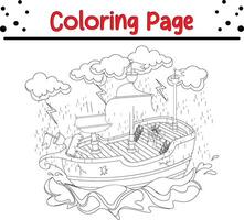 ship coloring book page for kids vector