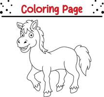 cute horse coloring page for kids vector