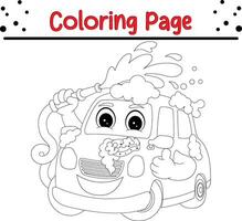 car washing coloring page. vehicle coloring book for children vector