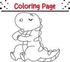 cute dinosaur coloring page for kids. Animal coloring book for children vector